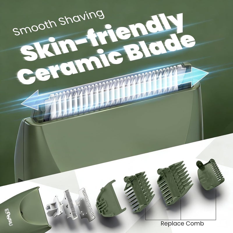 ENSSU Manscape Trimmer for Men, 2 in 1 Electric Hair Trimmer for Men - Trimmer with Ceramic Blade & Foil Shaver, No-Nick Shaving, IPX7 Waterproof Body Groomer for Bikini/Pubic/Groin - Image 2